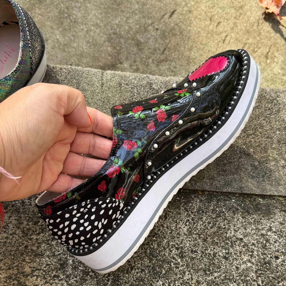 One on a kind cool shoes .Multicolor Embroidered Loafers - Picture 4 of 9